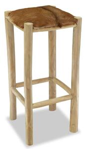 Teakfa Bárszék - Kecskebőr - 76cm