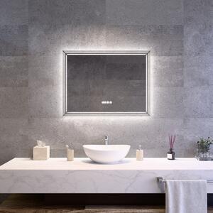 Welland Type-28 LED tükör - fényerő + színhőfok állítás + páramentesítő + óra - 80 x 60 cm