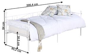KONDELA Fém kanapé - egyszemélyes ágy, fehér, 90x200, ROZALI