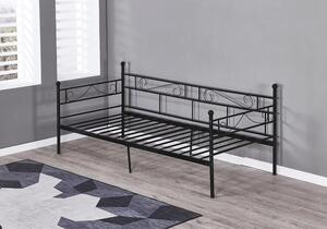 KONDELA Fém kanapé - egyszemélyes ágy, fekete, 90x200, ROZALI