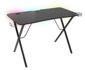 Genesis Holm 200 Gamer asztal RGB világítással, fekete