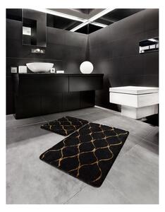 Gold Wave 2 db-os fekete négyszögletes fürdőszobai kilépő szett - Foutastic