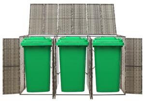 VidaXL szürke polyrattan hármas kerekeskuka tárolófészer 207x80x117 cm