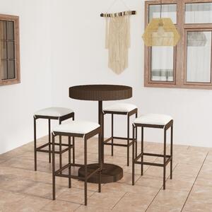 Polyrattan Kerti Bárszett - 5 részes - Barna