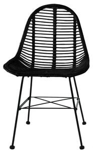Rattan Étkezőszék - 6 db - Fekete - Koloniál Stílus