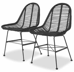 Rattan Étkezőszék - Fekete - 2 db-os szett