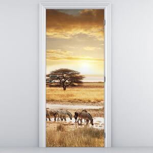 Fotótapéta ajtóra - zebrák (95x205cm)