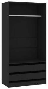 Praktikus Fekete Ruhásszekrény - Forgácslap - 100x50x200 cm - 2 Fiókkal
