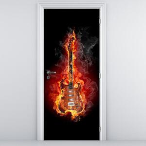 Fotótapéta ajtóra - lángoló gitár (95x205cm)