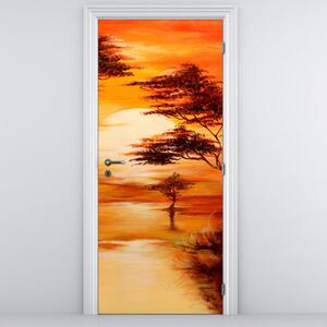 Fotótapéta ajtóra - narancssárga táj (95x205cm)