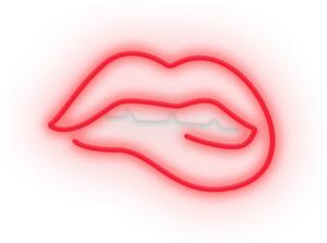 Biting Lips piros világító fali dekoráció, 40 x 36 cm - Candy Shock