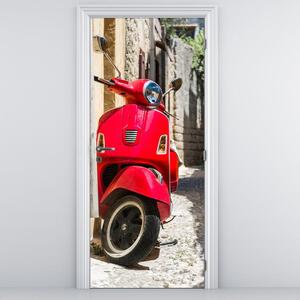 Fotótapéta ajtóra - Piros robogó (95x205cm)