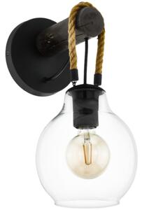 Eglo Roding fali lámpa, fekete-áttetsző 1xE27 foglalattal