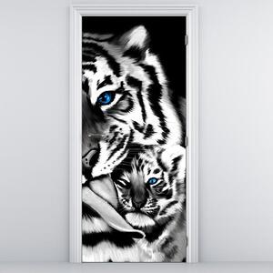 Fotótapéta ajtóra - Tigrisek (95x205cm)