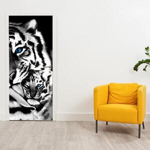 Fotótapéta ajtóra - Tigrisek (95x205cm)