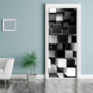 Fotótapéta ajtóra - Fekete és fehér kockák (95x205cm)