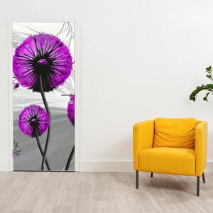 Fotótapéta ajtóra - absztrakt - lila pitypang (95x205cm)
