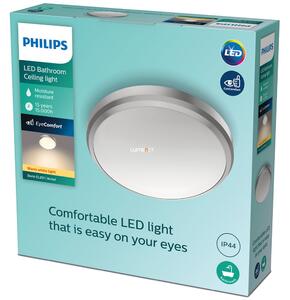 Philips Doris 6W 600lm, melegfehér, fürdőszobai mennyezeti LED lámpa, IP44, 22cm, nikkel