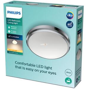 Philips Doris 6W 600lm, melegfehér, fürdőszobai mennyezeti LED lámpa, IP44, 22cm, króm