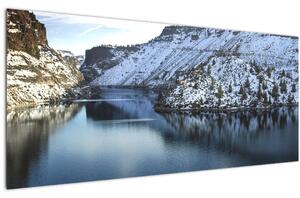Kép - téli táj tóval (120x50 cm)