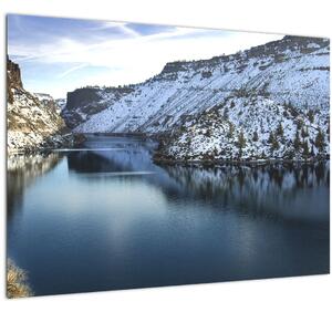 Kép - téli táj tóval (70x50 cm)