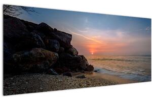 A tengerparton található naplemente képe (120x50 cm)