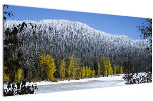 Kép - havas hegyek télen (120x50 cm)