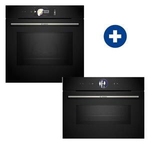 Bosch HMG778NB1 Beépíthető sütő mikrohullám funkcióval + Bosch CMG7761B1 Beépíthető kompakt sütő mikrohullám funkcióval