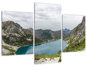 A hegyekben lévő tó képe (90x60 cm)