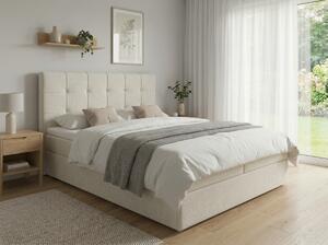 Kárpitozott boxspring ágy DIRELIS VIBE 140x200 cm krém Matrac: Bonell rugós matrac