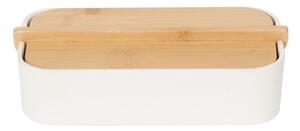 Ecologic fehér tárolódoboz bambusz fedéllel, 15,4 x 8,3 cm - Compactor