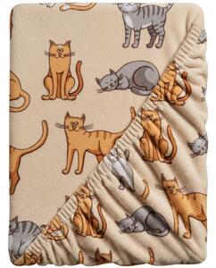 Mikroplüss lepedő COLORED CATS 90x200 cm krémszínű