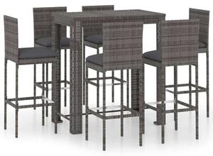 Kültéri Polyrattan Bárszett - 7 részes - Szürke