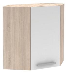 KONDELA Felső sarokszekrény 1DV, tölgy sonoma/fehér, NOVA PLUS NOPL-013-OH