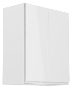 KONDELA Felsőszekrény, fehér/fehér extra magasfényű, AURORA G602F