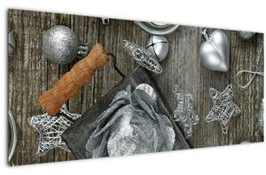 Kép - ezüst karácsonyi dekoráció (120x50 cm)
