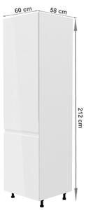 KONDELA Hűtő beépítő szekrény, fehér/fehér extra magasfényű, balos, AURORA D60ZL