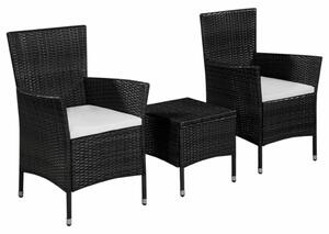 Polyrattan Bisztrószett - 2 Szék + Asztal - Fekete