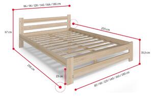 HEUREKA tömörfa ágy + DE LUX habszivacs matrac + ágyrács AJÁNDÉK, 90x200, natúr-lakk