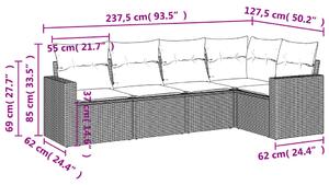 VidaXL 5 részes bézs polyrattan kerti ülőgarnitúra párnákkal