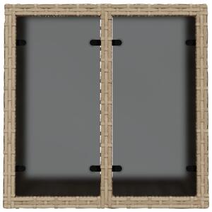VidaXL bézs polyrattan üveglapos kerti asztal 55 x 55 x 37 cm