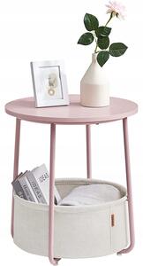 SALMA rózsaszín oldalsó asztal tárolókosárral