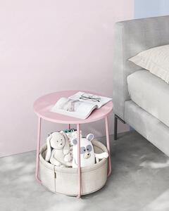 SALMA rózsaszín oldalsó asztal tárolókosárral