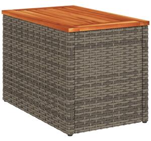 VidaXL 2 db szürke polyrattan és tömör fa kerti kisasztal 55x34x37 cm