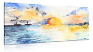 Kép naplemente a tengernél akvarell