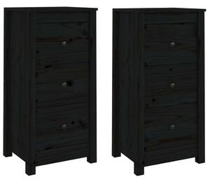 VIDAXL - Tömör Fenyőfa Tálalószekrény - Fekete - 2 db - 40x35x80 cm