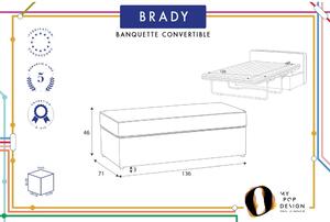 Brady antracitszürke kinyitható pad, 130 cm - My Pop Design
