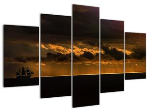 Egy vitorlás naplementekor képe (150x105 cm)