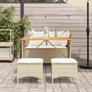 VidaXL 4 részes bézs polyrattan kerti étkezőgarnitúra párnákkal