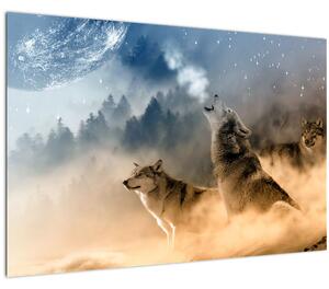 Farkasok üvöltése a holdra képe (90x60 cm)